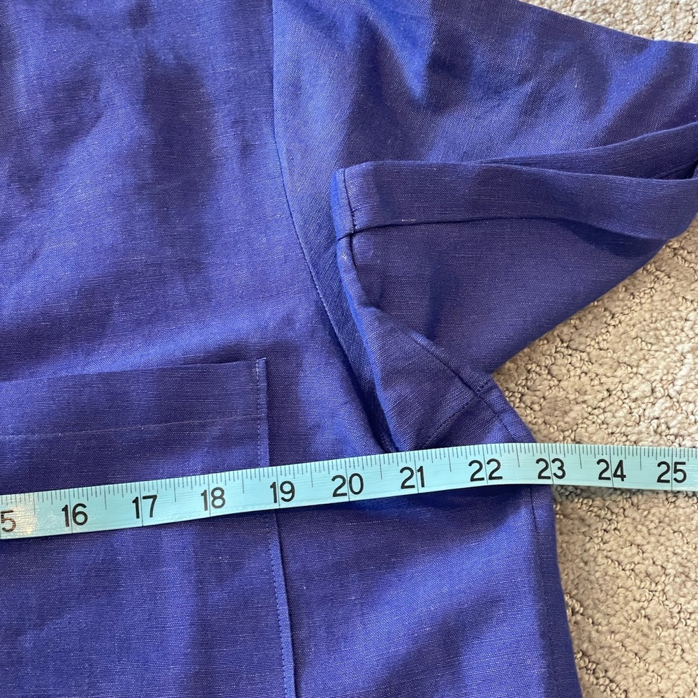 Maeve Linen Blend Short Sleeve Button-Down Shirt - Violet Blue, Anthropologie, L - Picture 8 of 16